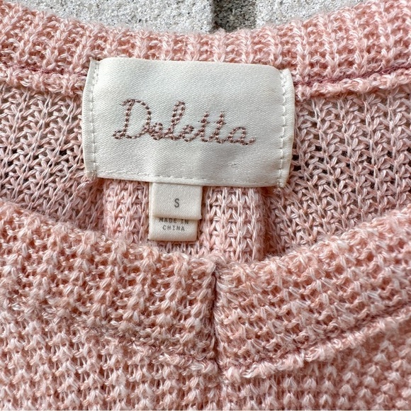 Anthropologie Deletta Millipa Peach Oversized Boho Cold-Shoulder Knit Sweater - Picture 11 of 13